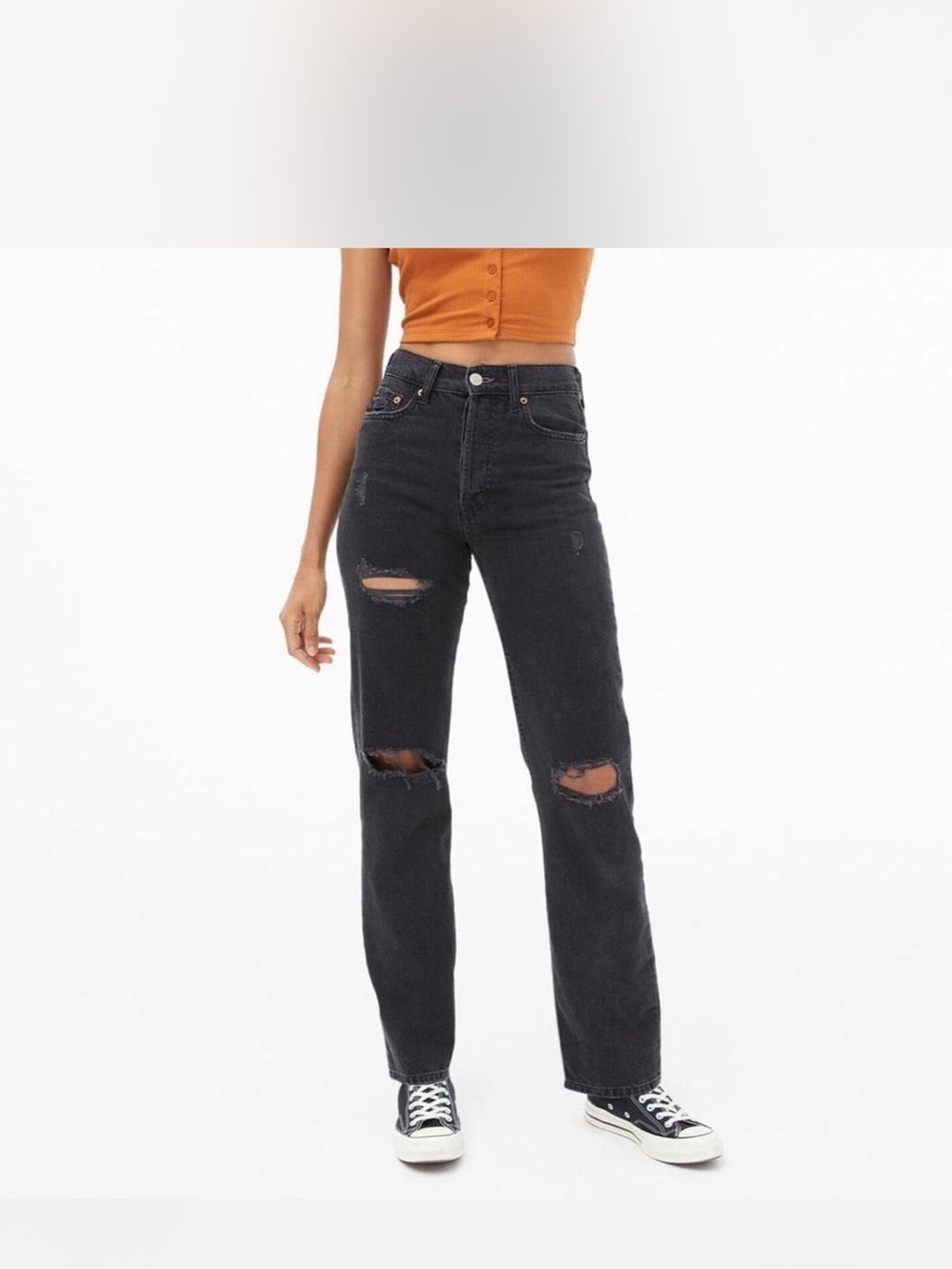Aeropostale Black Distressed 90s baggy Straight-Leg Jeans